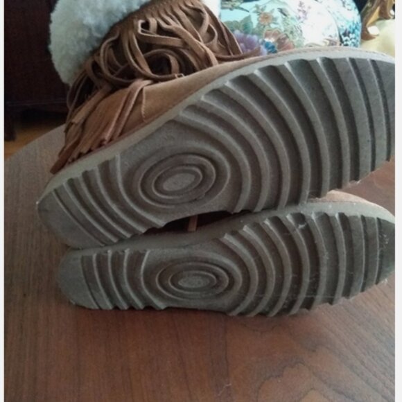 Steve Madden Fringe Shearling Hidden Wedge Bootie 7.5 m EUC - Picture 3 of 6